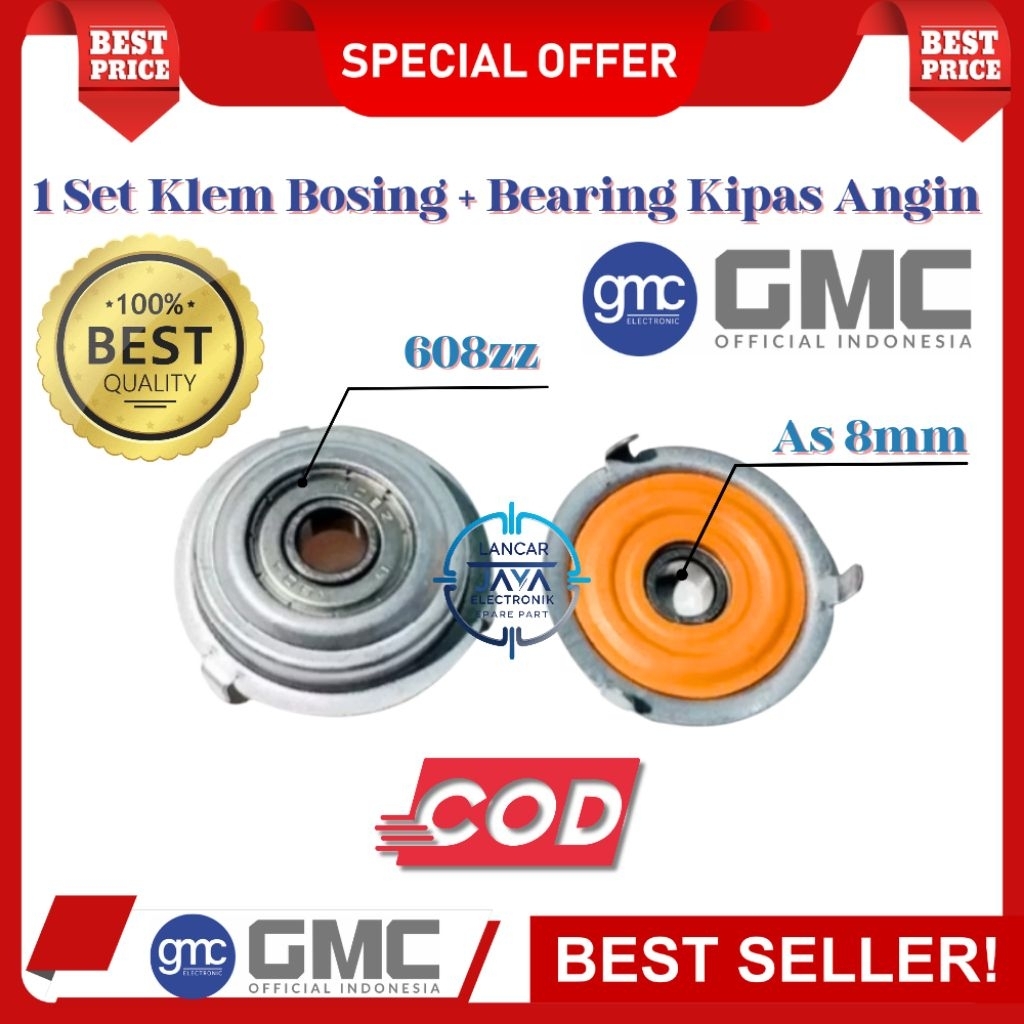 1 Set Klem As Bosing + Bearing Kipas Angin GMC Lubang As 8mm – Sparepart Terbaik Kipas Angin GMC