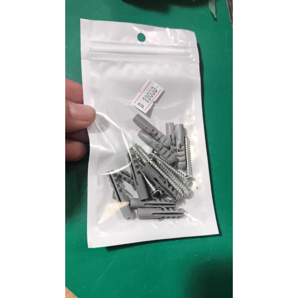 Sekrup Fischer S6 isi 10 Set | Baut Pixer Perpak | Wall Plug WITH Screw Angkur Set | Piser