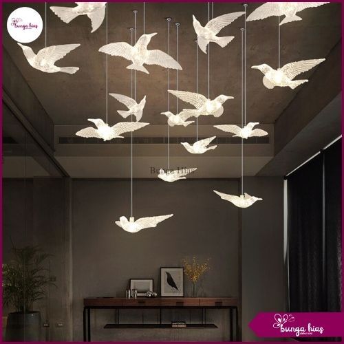 Lampu Burung Akrilik LED 10 Pcs Dekorasi Wedding Lampu Gantungt Dekorasi Wedding (LPI-1)