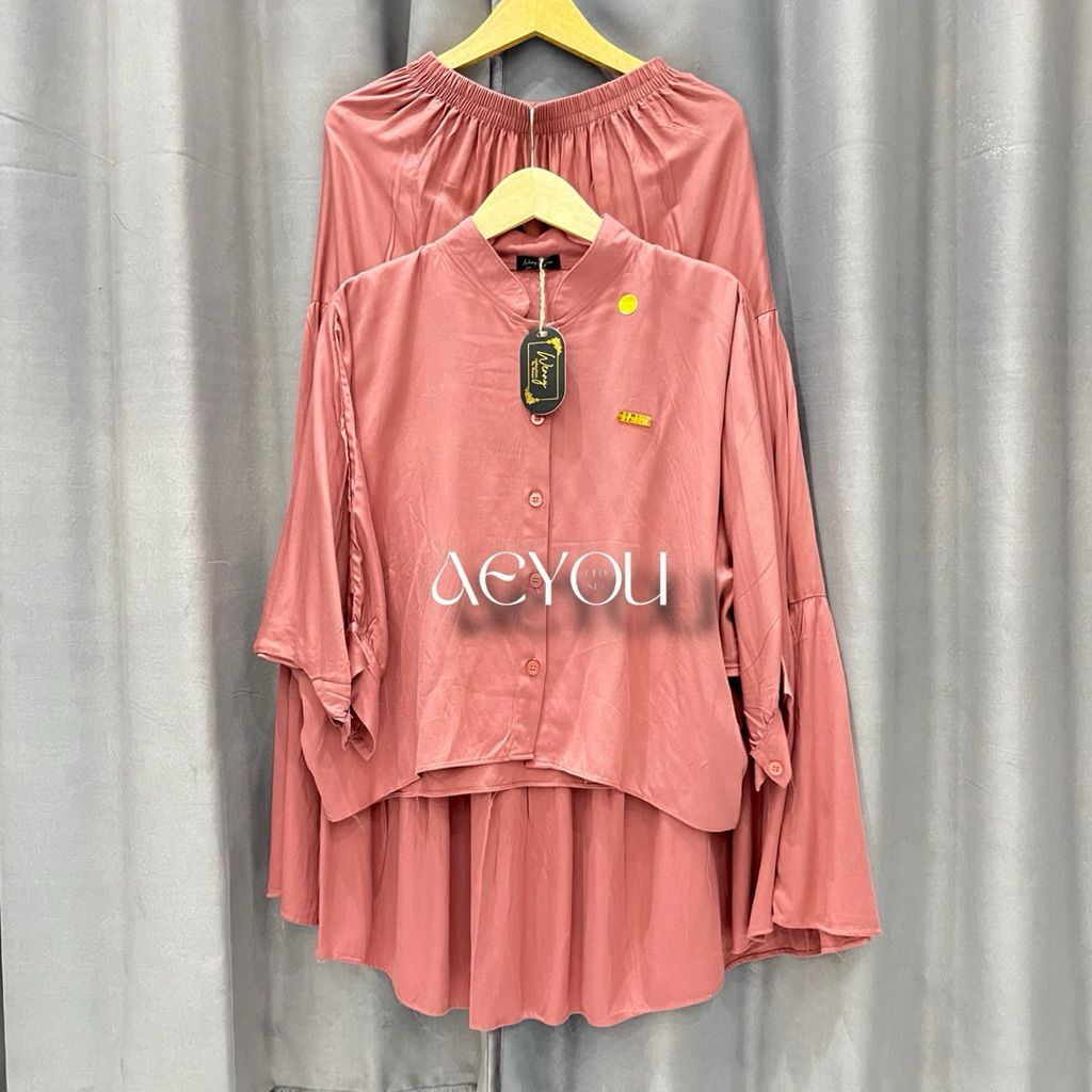 Setelan Rok Wanita Polos Batwing Rayon Twill Premium Jumbo Termurah 2026