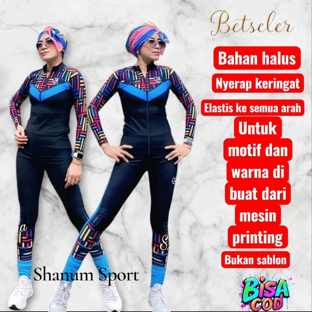 SXB SPORT, SETELAN OLAHRAGA SENAM WANITA JAKCET CROP AND LEGGING
