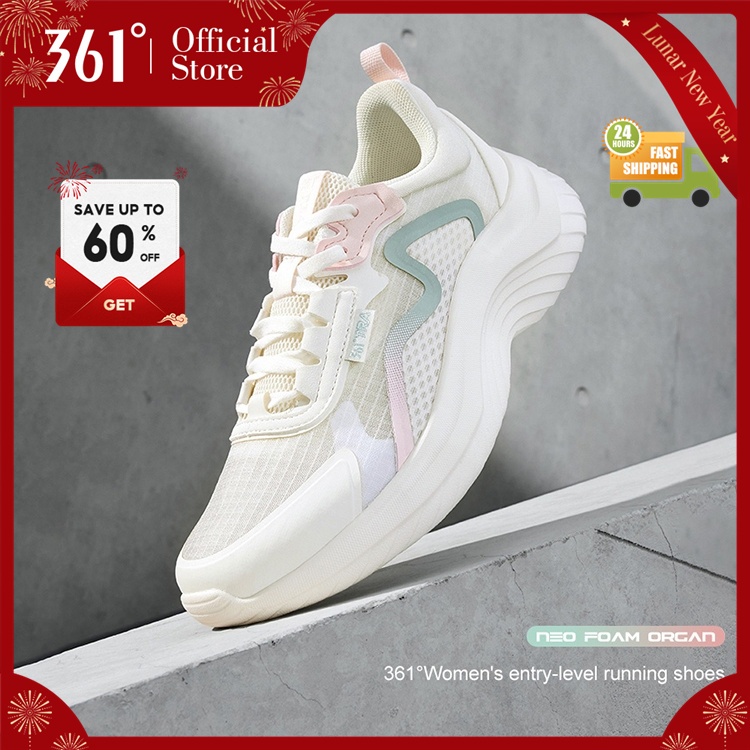 361 Degrees Soft Step 1.0 SE Sepatu Olahraga Lari Wanita untuk Komuter serta Outdoor yang Ringan Ber