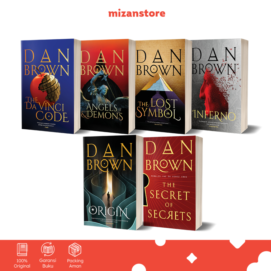 Novel The Davinci Code Angel & Demons The Lost Symbol Inferno Origin The Secret - Dan Brown - Bahasa