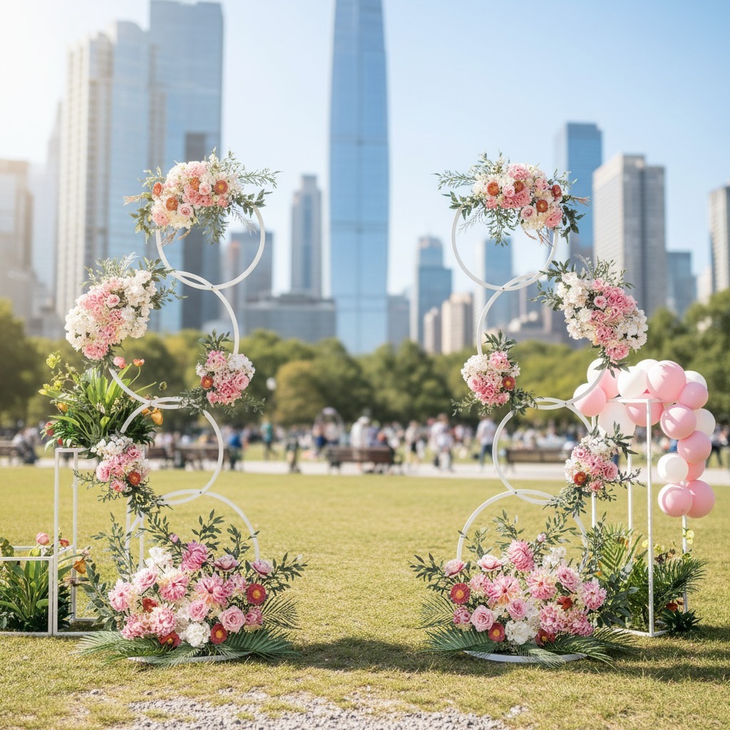 Standing Flower Dekorasi Lingkaran Besi Tebal 10cm
