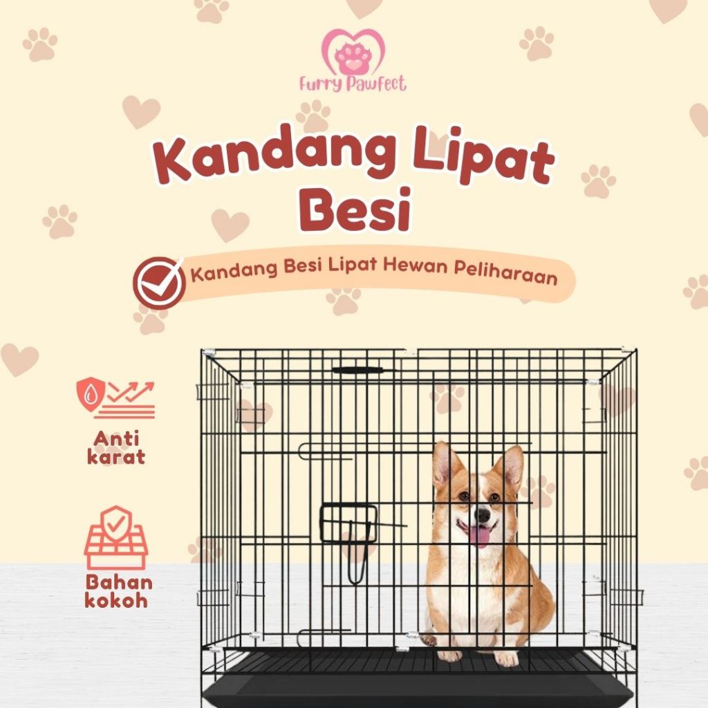Kandang Besi Lipat Anabul Kucing Anjing Anti Karat - Kandang Besi Hewan Kucing Anjing Besar Jumbo