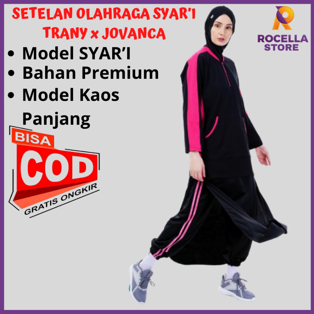 Setelan Olahraga Wanita | Kaos Olahraga Muslimah | Pakaian Sepeda Wanita | Trainy - Kaos Jovanca