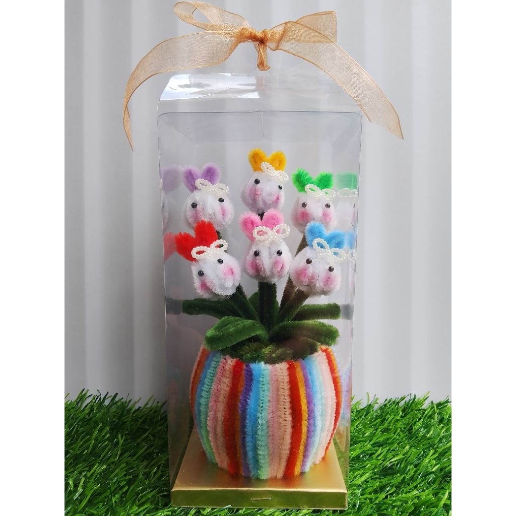 cod murah flower pot kelinci lucu hiasan meja kado unik cantik