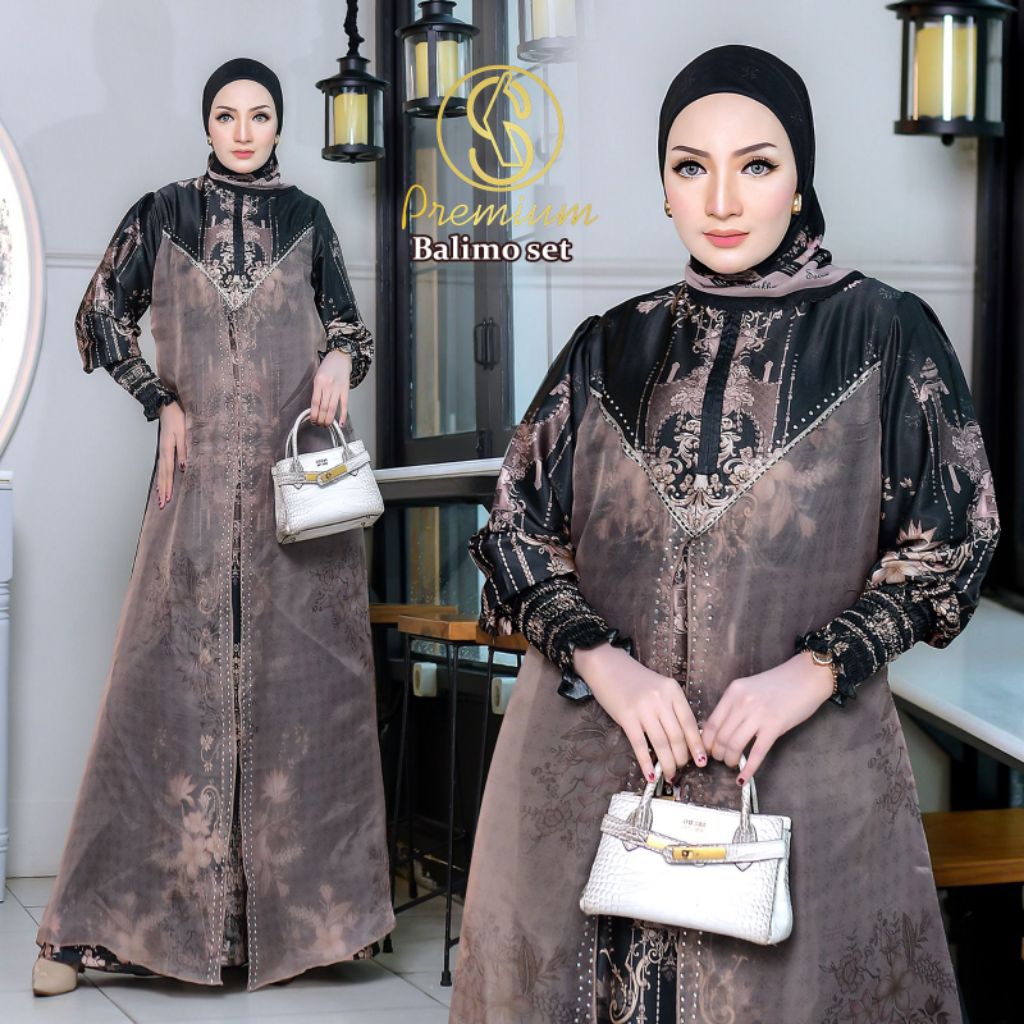 Gamis Syari Kekinian Balimo Set By Soekha Premium / Gamis Syari Cantik / Gamis Syari Cantik