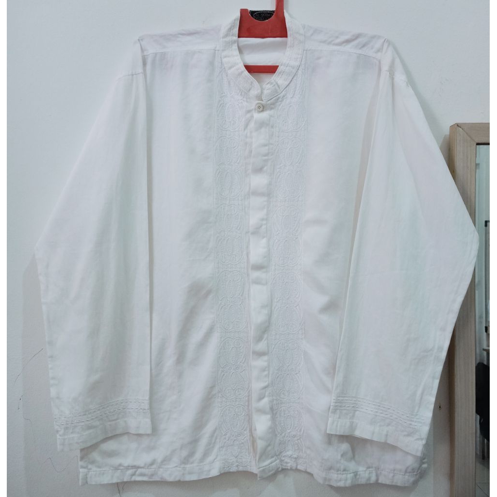 Al Tasmal Baju Koko Pria Dewasa Bordir Bahan Katun Adem Warna Putih Lengan Tangan Panjang Pakaian Mu