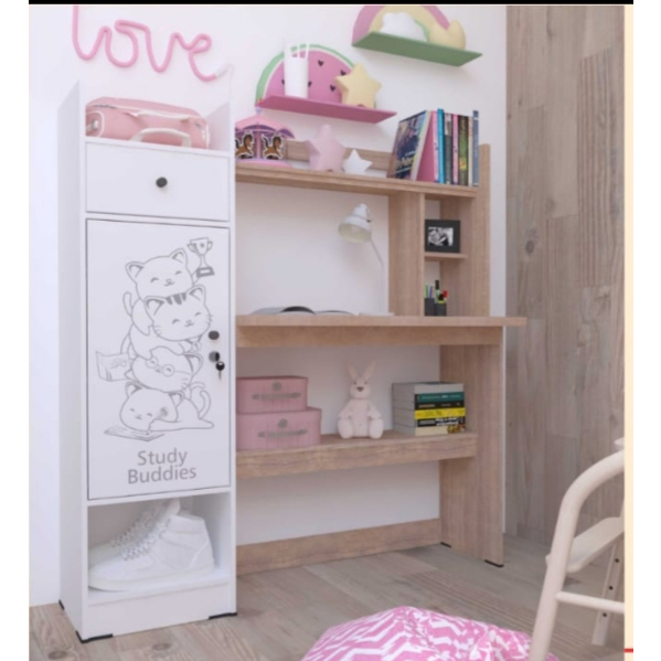 Meja belajar lemari pakaian rak buku anak laki perempuan tk sd Bandung