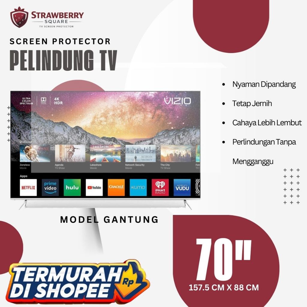 Pelindung Layar TV LED 70"inch-Akrilik - Screen guard - Tempered Glass - TEKUK
