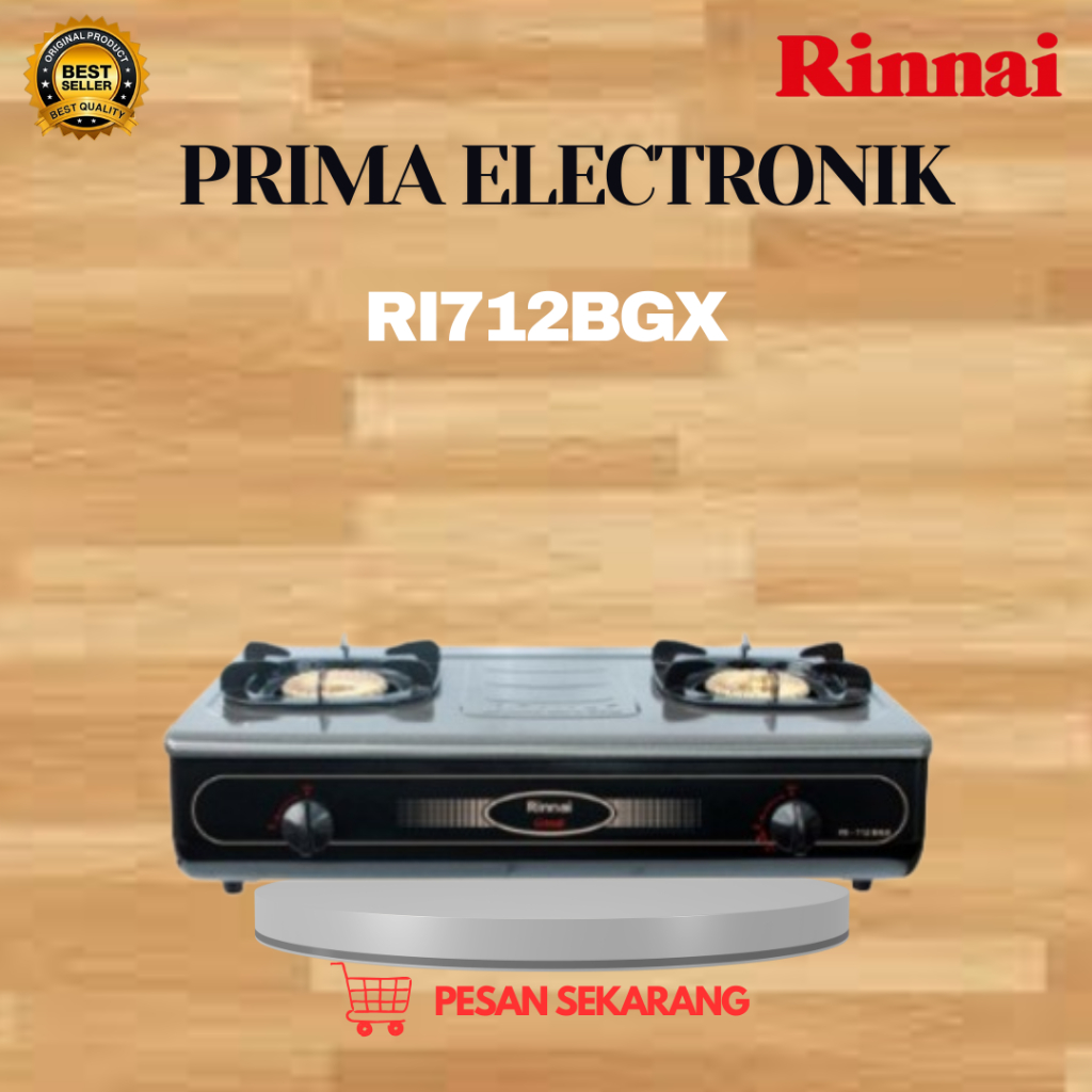 RINNAI KOMPOR GAS 2 TUNGKU RI 712BGX/RI712BGX/RI712 BGX/RI-712BGX/RI-712 BGX/ORIGINAL RINNAI/GARANSI