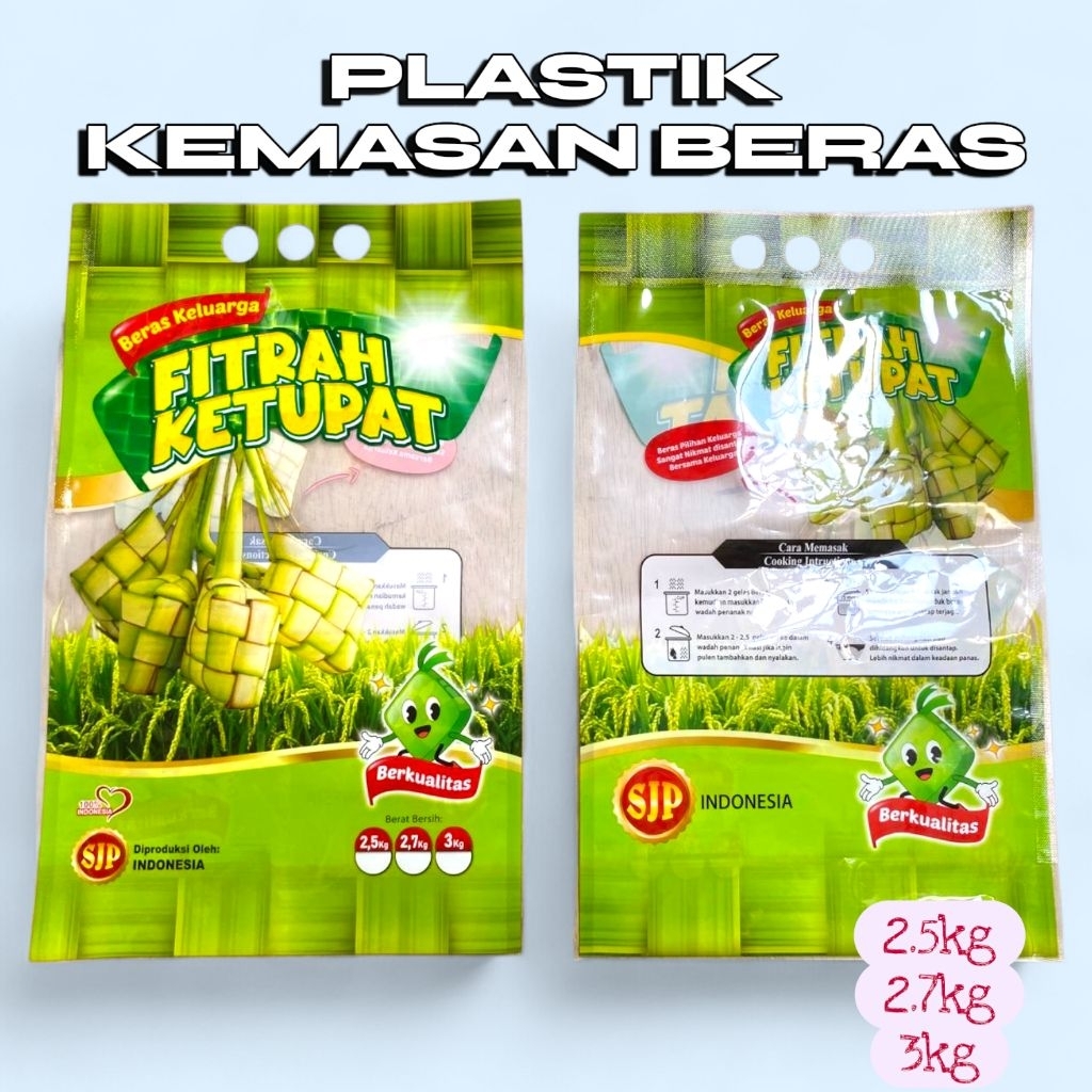 100 Pcs Plastik Kemasan Beras Zakat Fitrah Ketupat ukuran 3kg