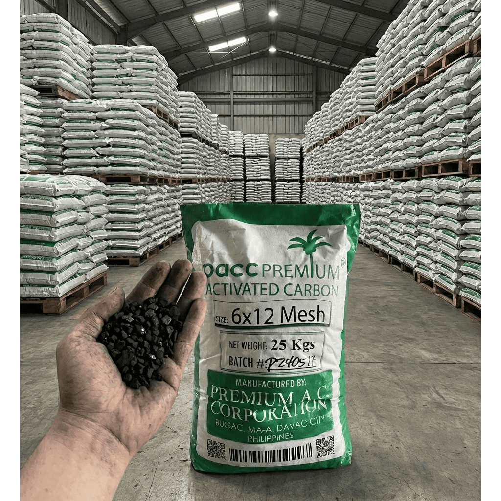 CARBON ACTIVATED DAVAO Karbon Aktif 25kg Menyerap Emas Perak Arang Kelapa