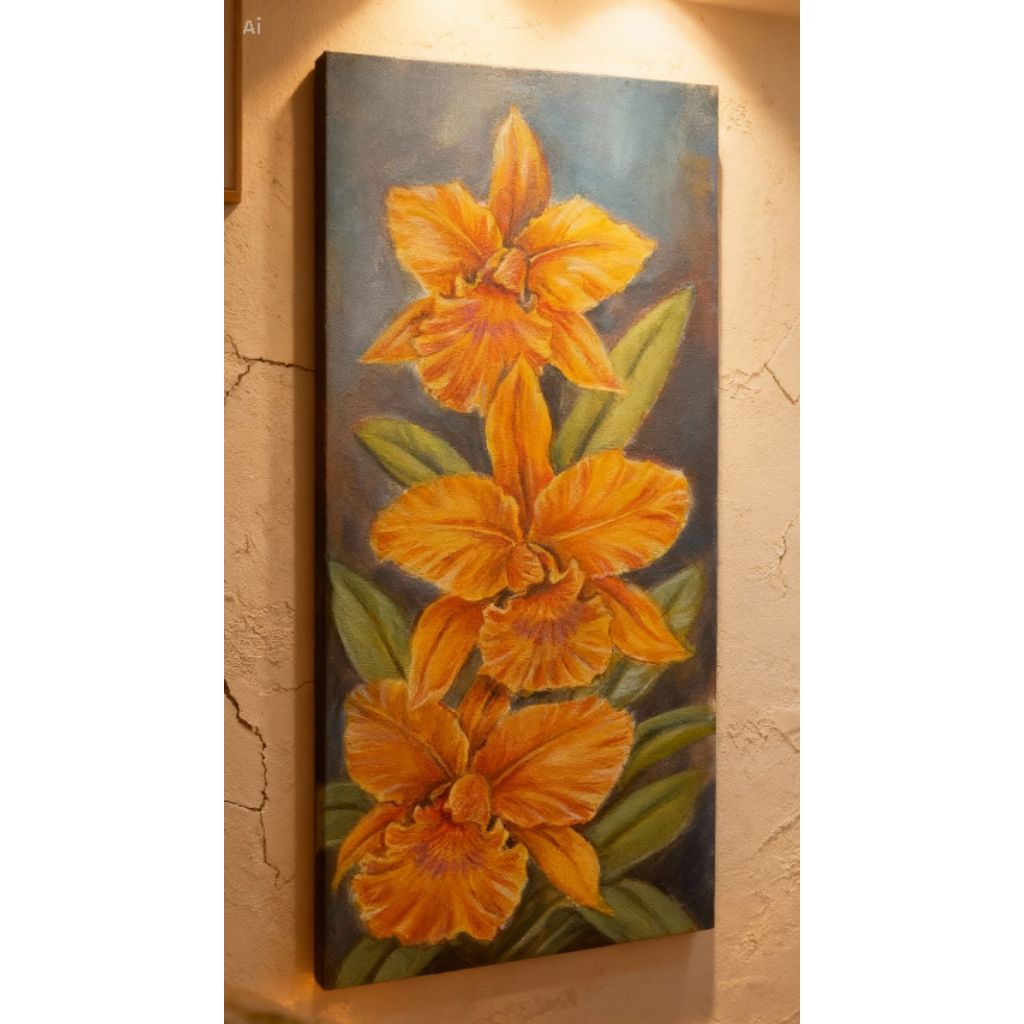 LUKISAN BUNGA ANGGREK KUNING