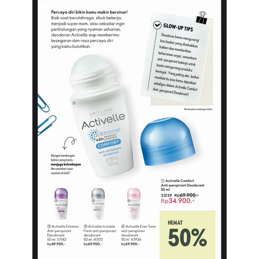 Activelle Anti Perspirant Oriflame - Activelle Comfort - Activelle Extreme - Activelle Invisible - A