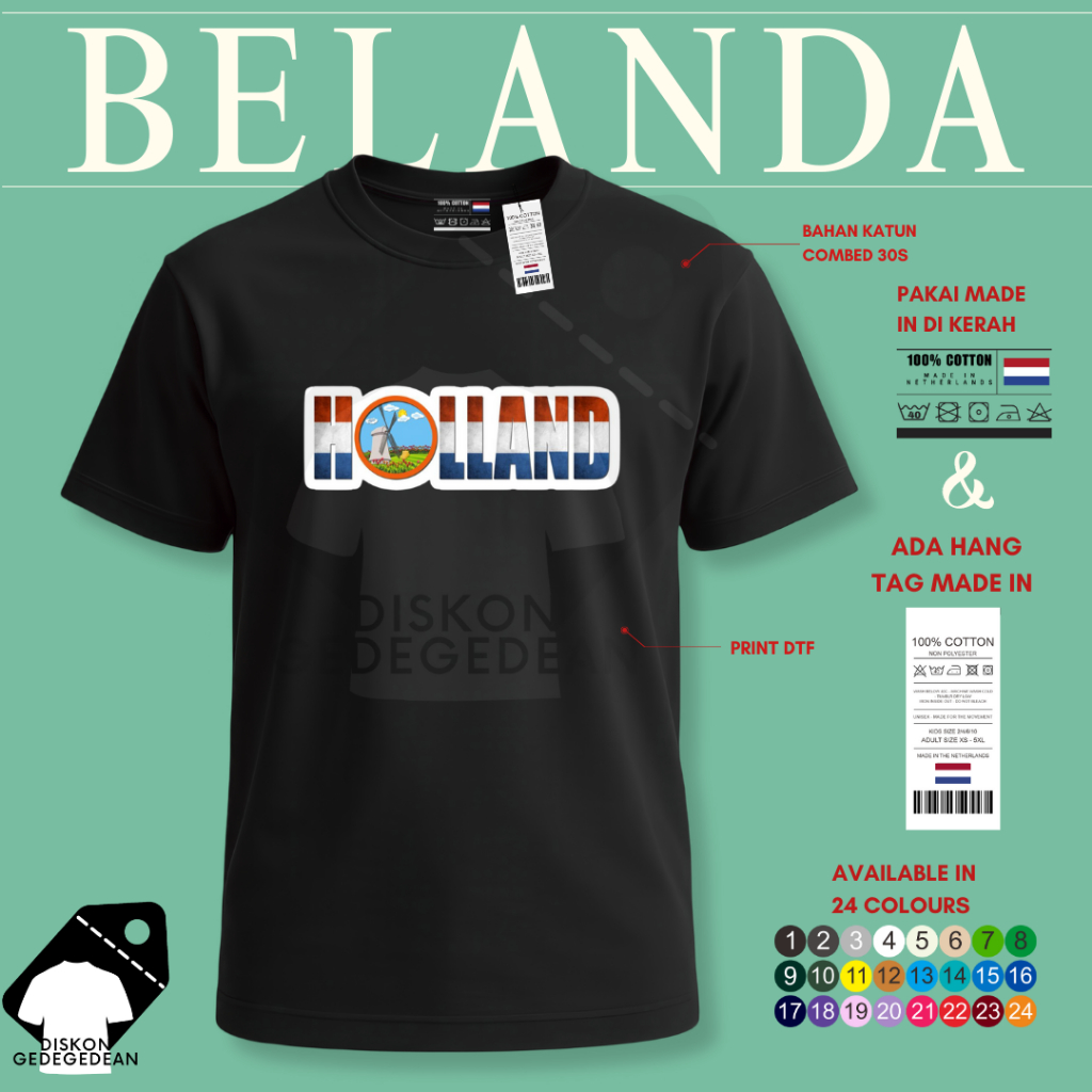 Diskongedegedean Kaos Belanda Holland Amsterdam, Baju Belanda Amsterdam Tshirt Belanda Holland 16