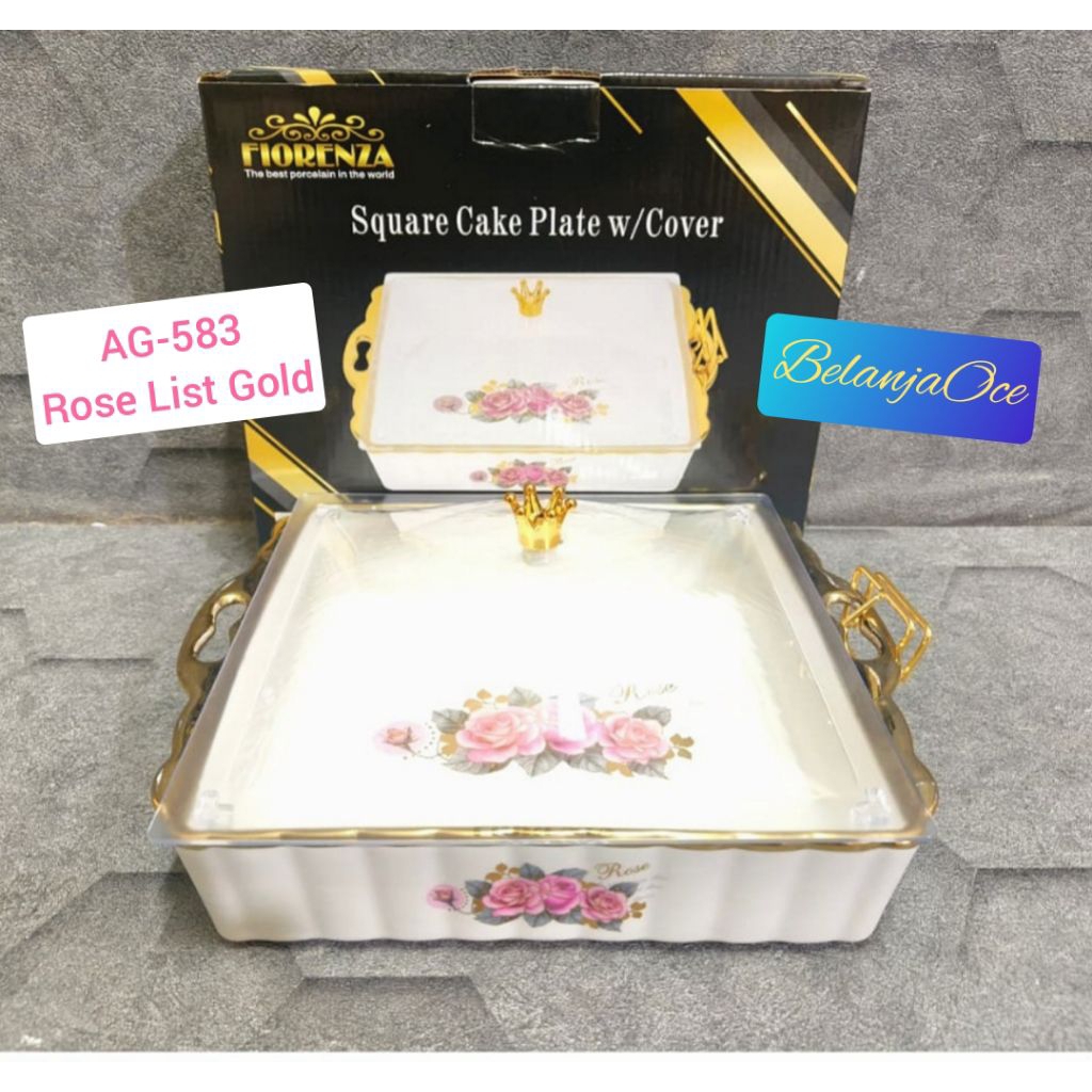 Tempat Kue Brownis Keramik Marble FIORENZA / Wadah Kue Brownis