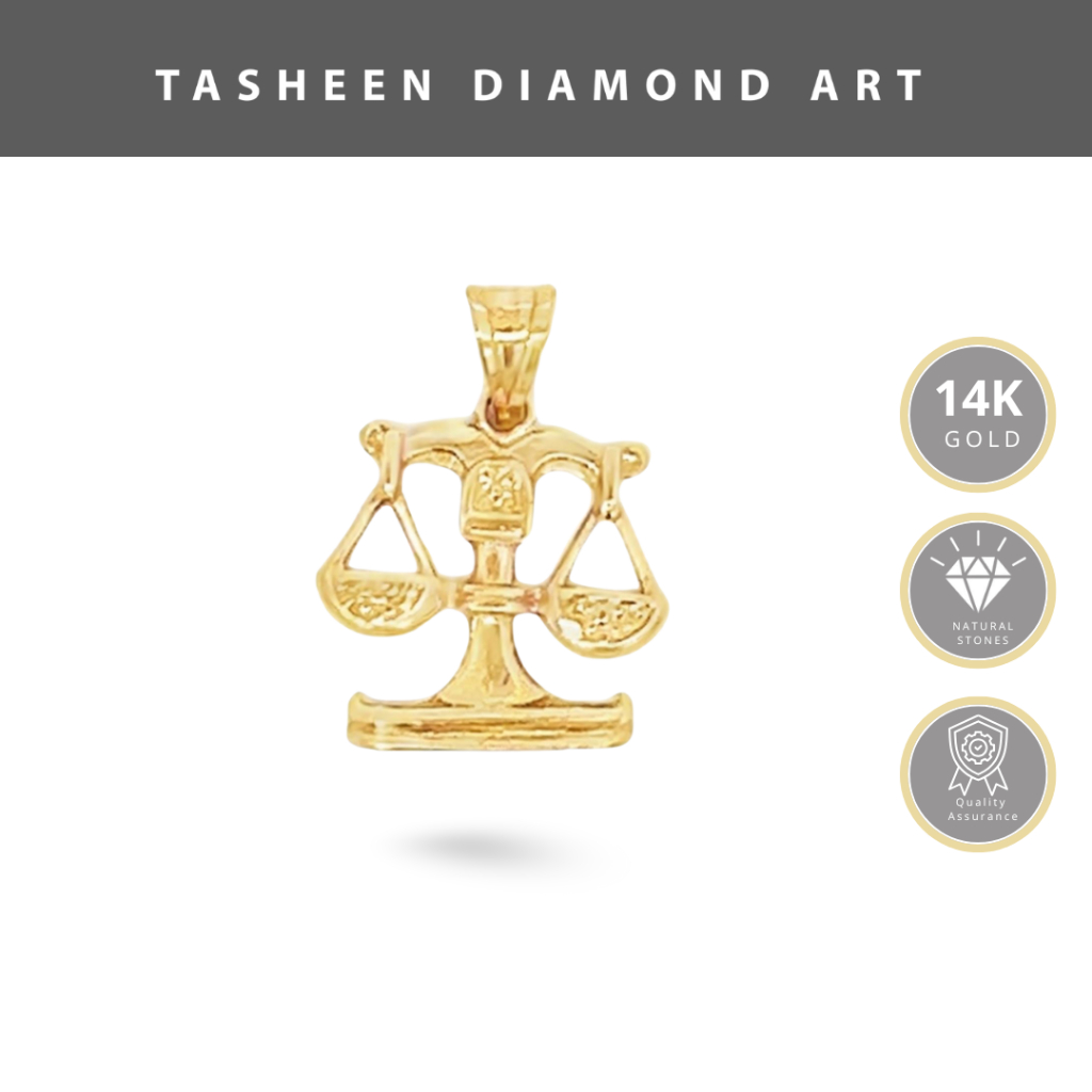 TDA Gold Libra Balance Zodiac Charm Pendant Kalung Emas Asli