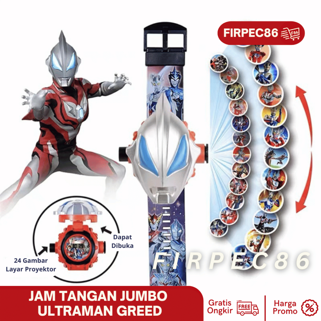 Jam Tangan Anak Laki Laki Proyektor Ultramen Jumbo - Proyeksi 24 Gambar HD dan Desain Menarik untuk 