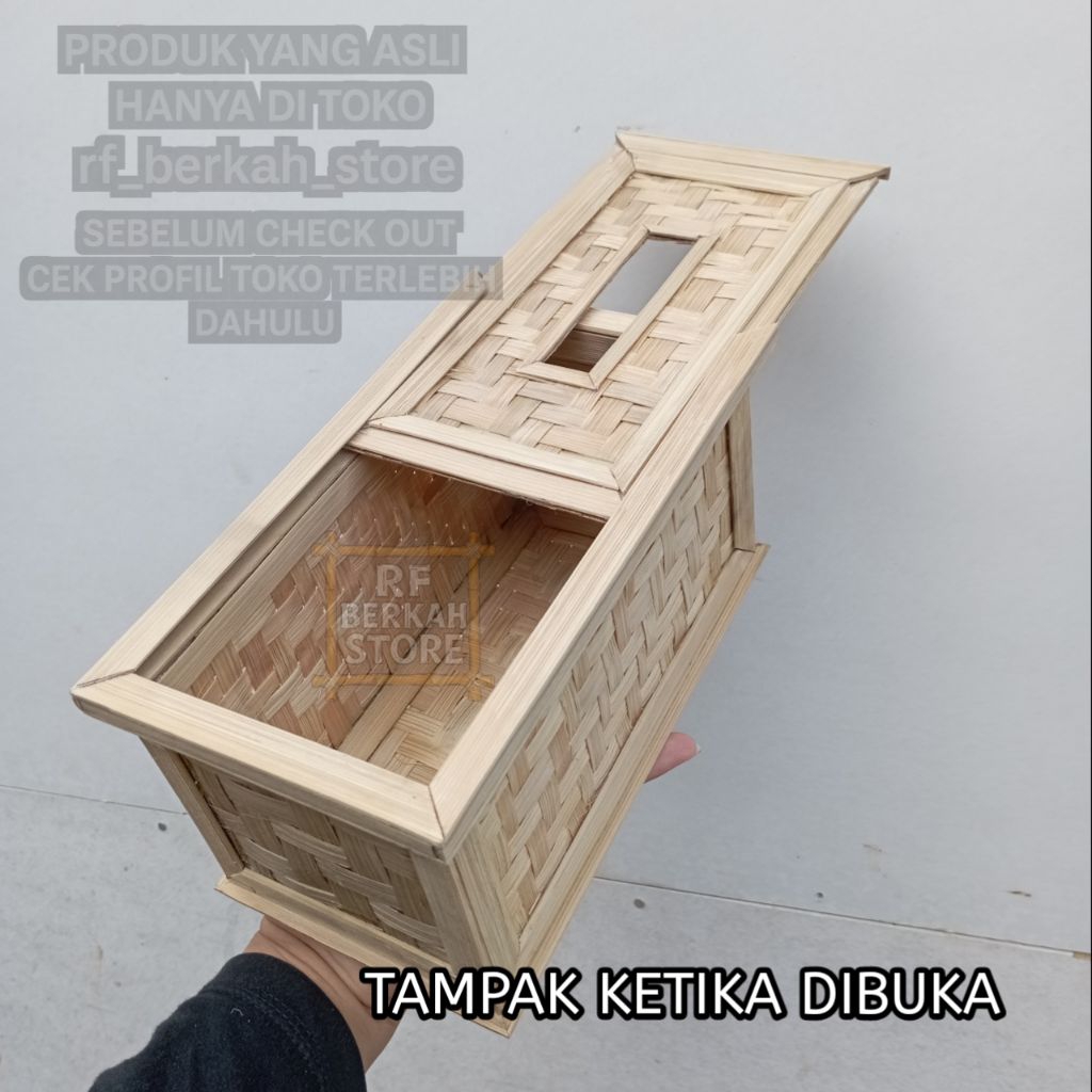 Tempat tissue wadah tisu kotak tissue dari bambu kerajinan bambu