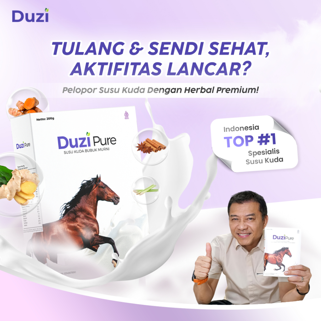 Duzi Pure - Susu Kuda Liar Bubuk 200gr dengan Kolostrum Herbal, Nutrisi & Imunitas paket 1-5 Box