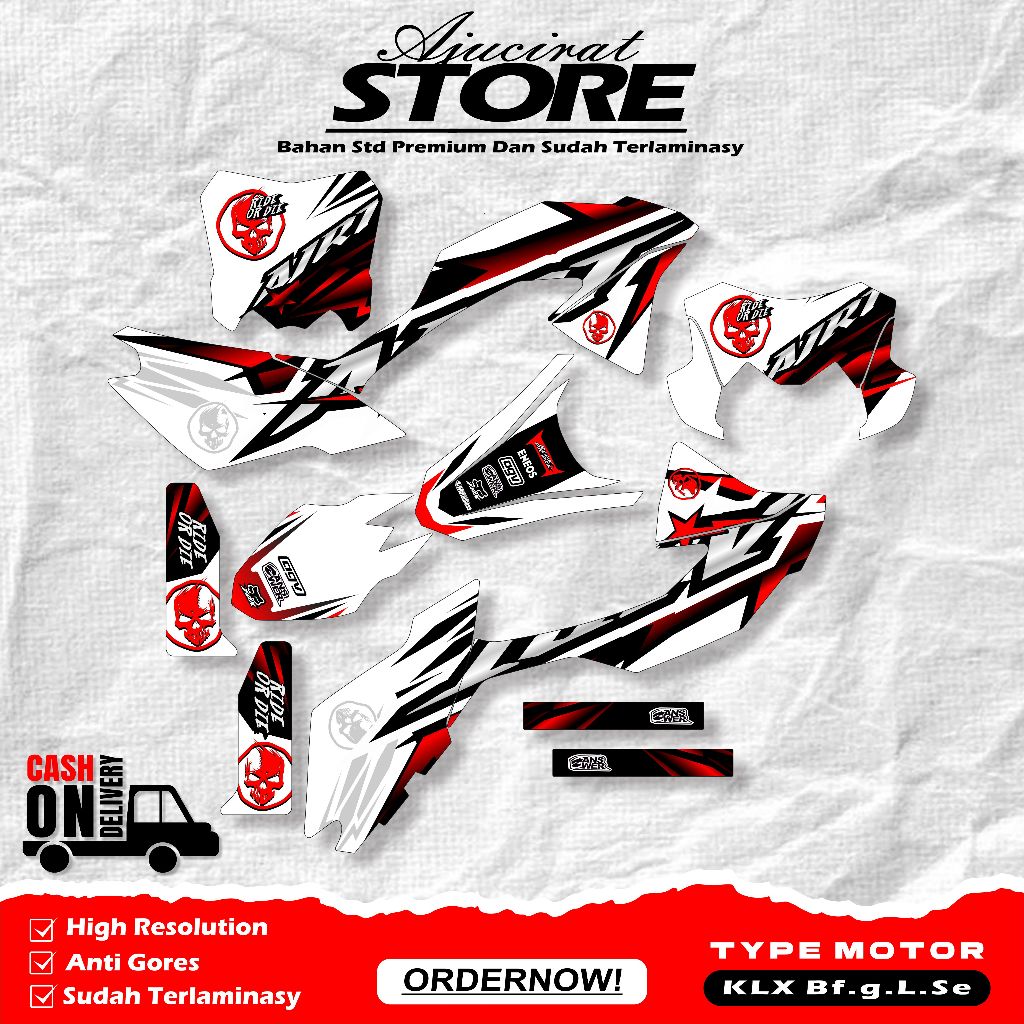 Stiker Decal KLX BF,G,L,SE - Stiker motor KLX Full Body - Free Reques nama nomor