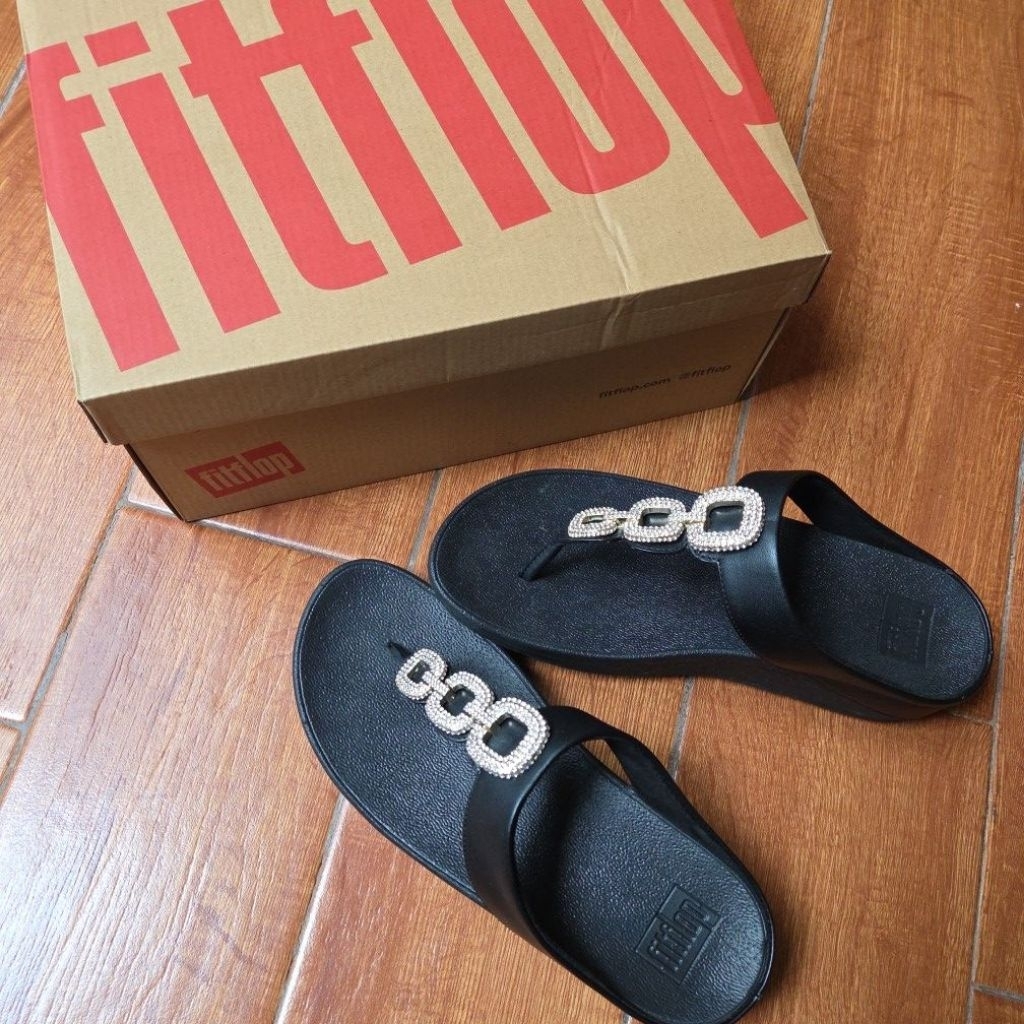 FitflopCrystal  Leather  Black  preloved  original