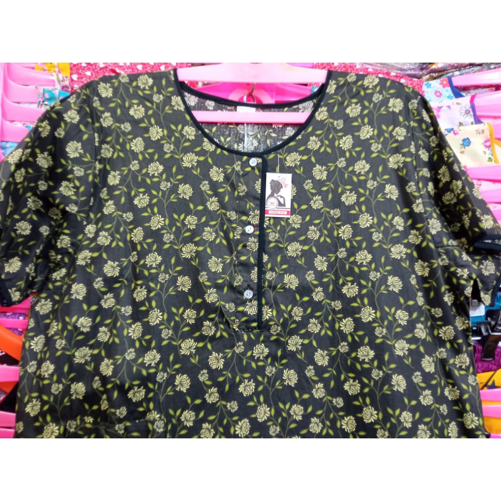 Longdress Daster Panjang Lengan Pendek Katun Jepang Lokal ukuran XL JUMBO Busui Bumil Ibu Hamil dan 