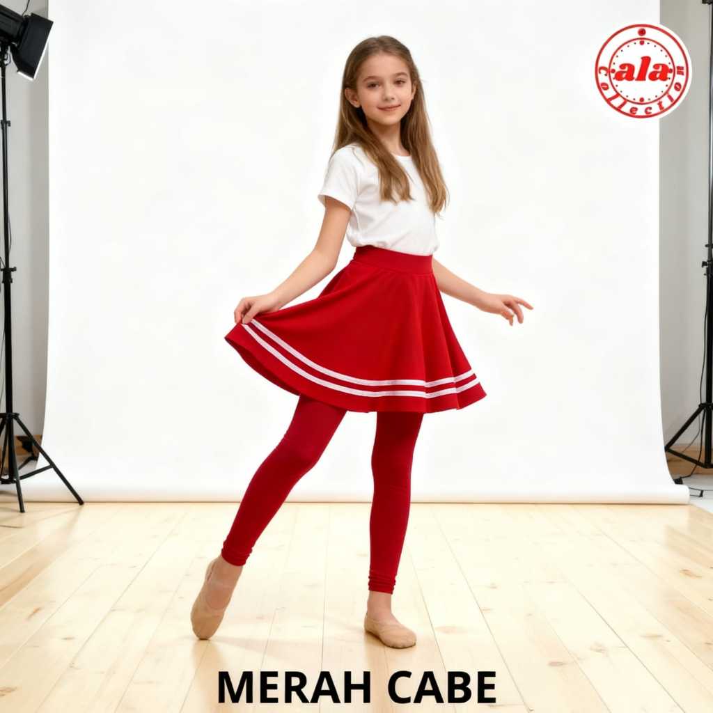 Rok Legging List Stripe Anak Legging Rok Olahraga