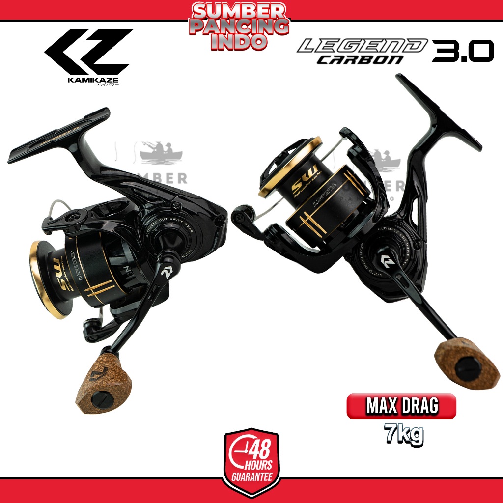 KAMIKAZE Reel Pancing Spinning LEGEND CARBON 3000 SW Reel Spinning 9+1 BB CNC Aluminium Spool
