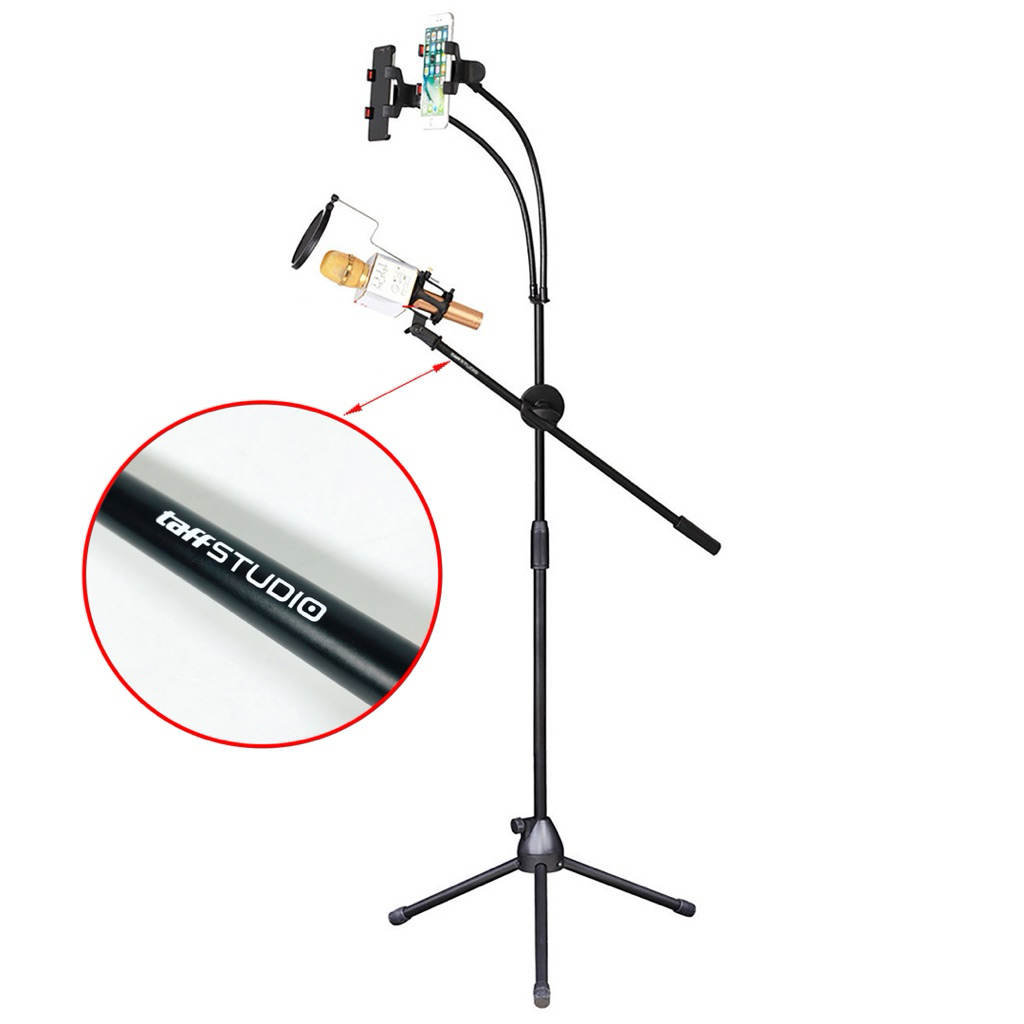 Stand Microphone + Mic Holder / Stand Mic Lantai Tripod Condenser