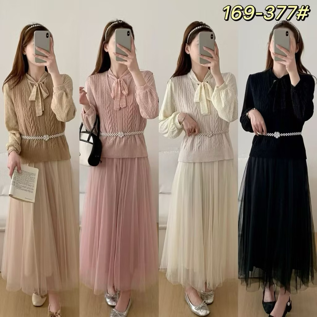 set vest tutu korean import gamis tutu set vest rompi rajut terbaru 2026
