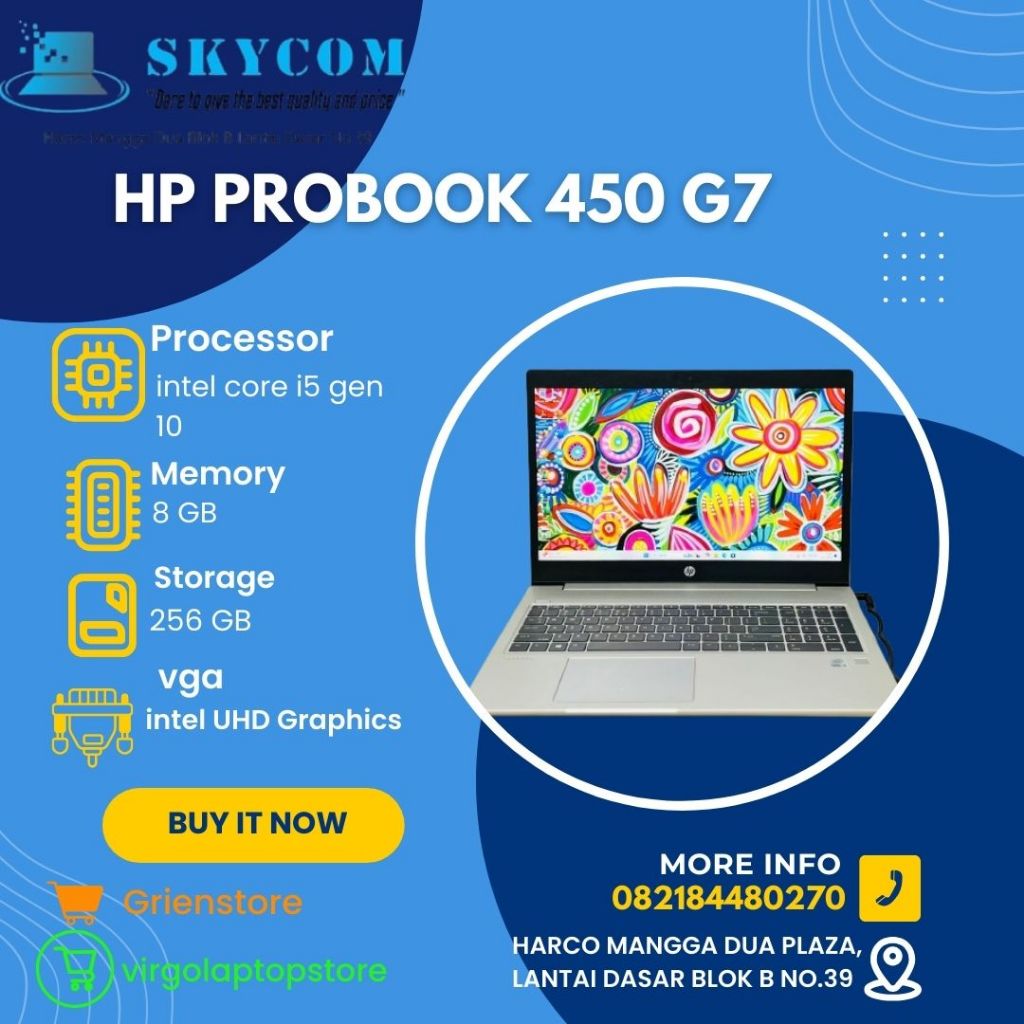 HP probook 450 g7 intel core i5 gen 10 ram 8gb ssd 256gb