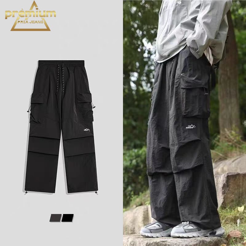 Celana kargo Pria Baggy Celana kargo Pria korean style Celana Outdoor Panjang Kulot loose pants Casu