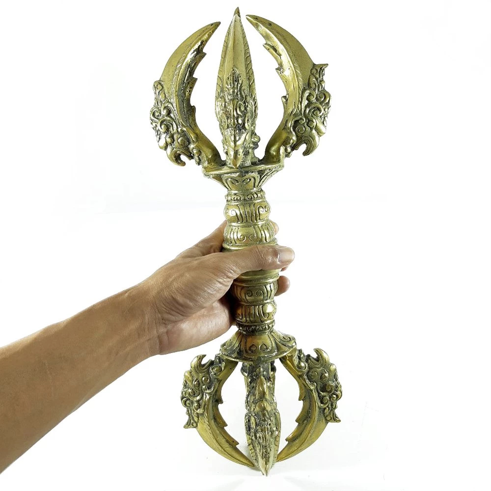 Vajra Wajra Dewanagari Warna Emas Bahan Perunggu