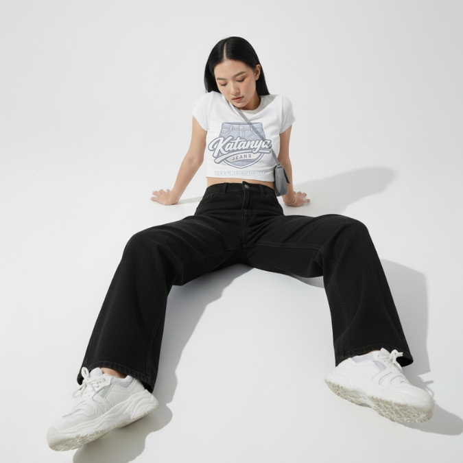 KJ - Highwaist Kulot Jeans Premium Wanita Denim 10 Oz