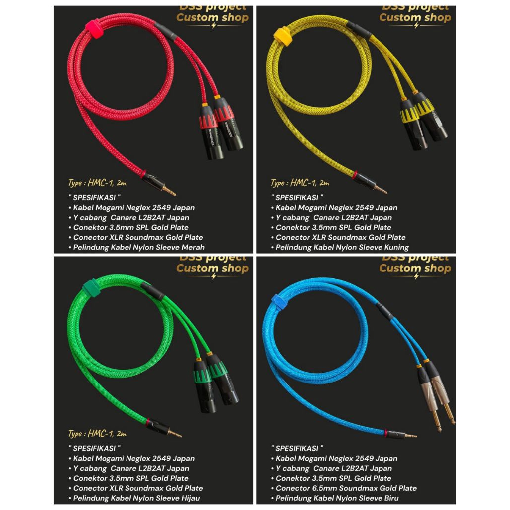 Kabel Hp ke mixer MOGMI % ORIGINAL JAPAN / kabel tv ke mixer /kabel Aux 3.5 to dual Xlr male