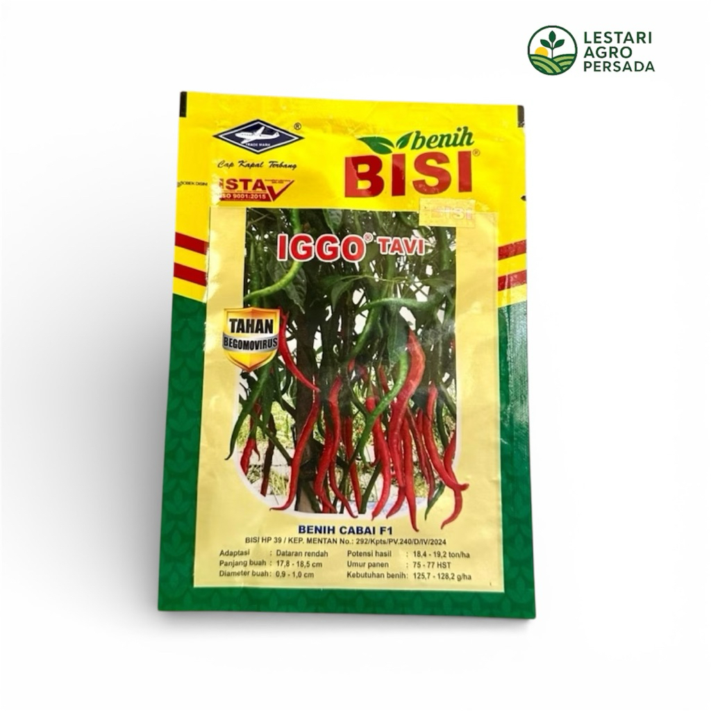 Benih Cabai Merah Keriting Hibrida IGO Tavi F1 (Original) isi 2000 butir. Benih cabai tahan virus Ge