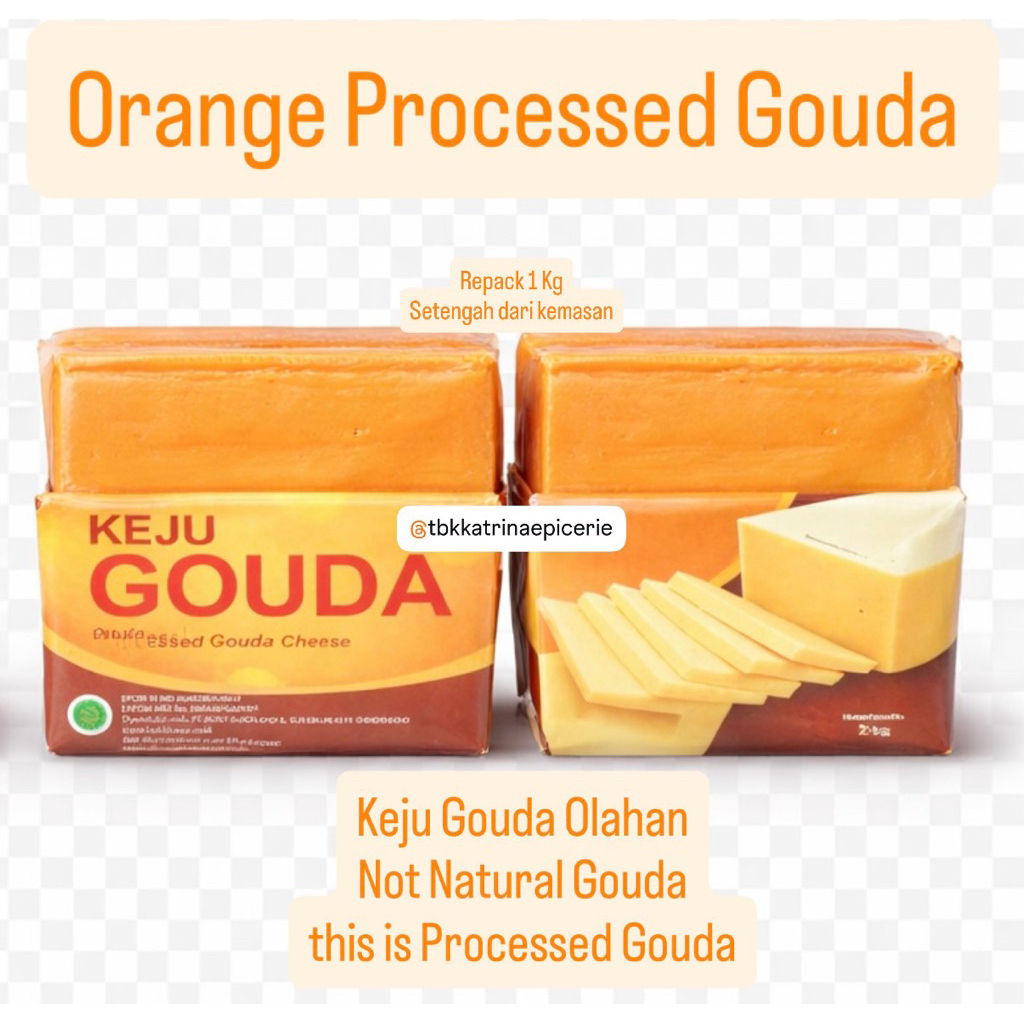 Orange Processed Gouda Cheese 1 Kg Keju Olahan Untuk Nastar Kastengel Cheesestick