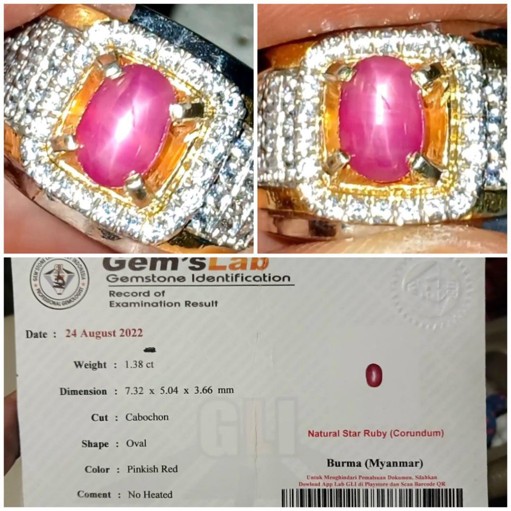 Natural Ruby Star Burma no Heat Memo GLi