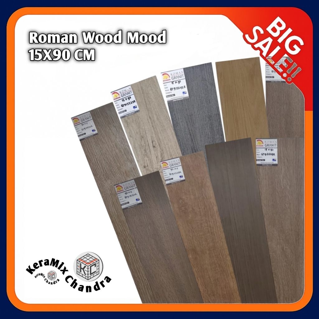 Granit Motif Kayu ROMAN Wood Mood Series 15x90 Matt || Granit lantai kayu || Granit Aesthetic