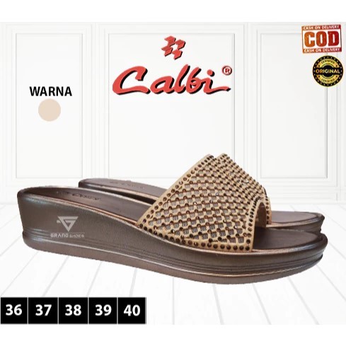 Calbi sandal sendal pesta kondangan bling formal casual ringan selop slide perempuan original