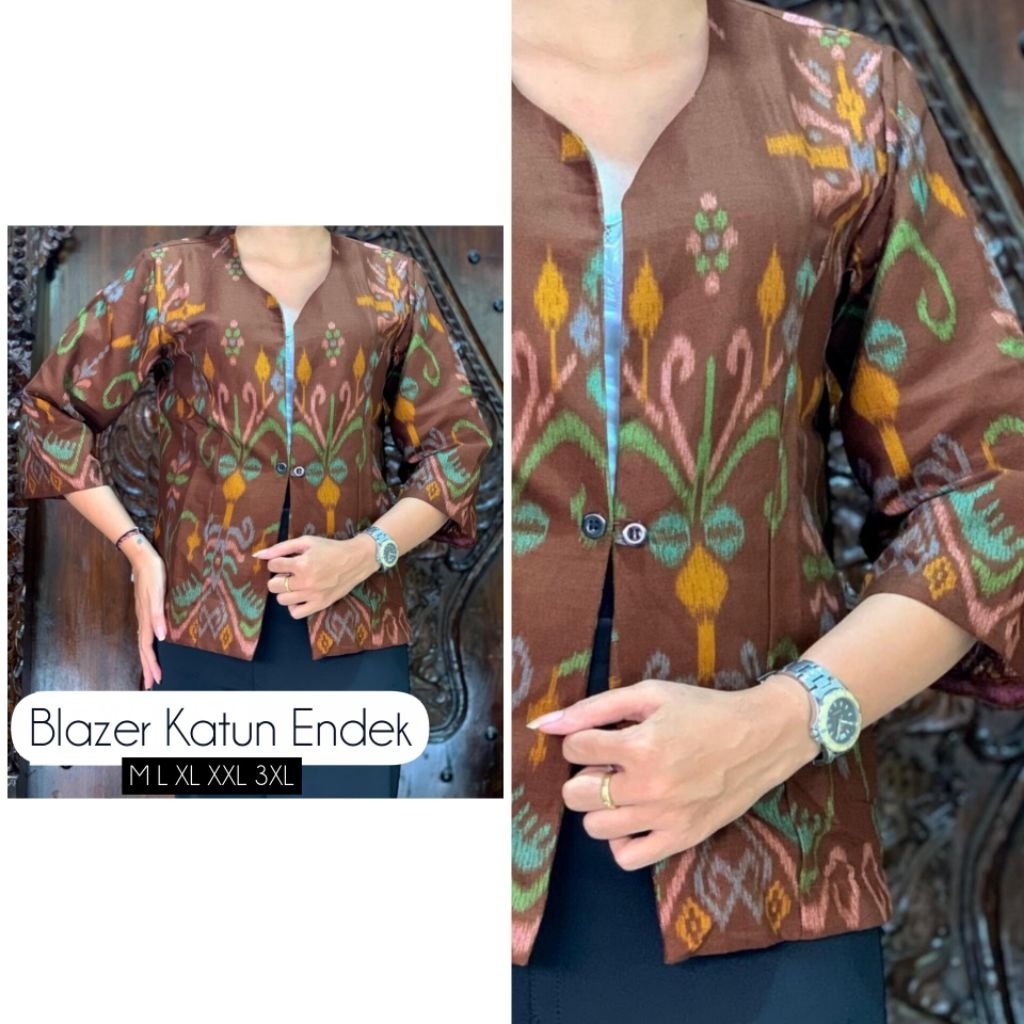 Kemeja endek wanita | Blazer endek wanita Bali | Kemeja kantor formal wanita