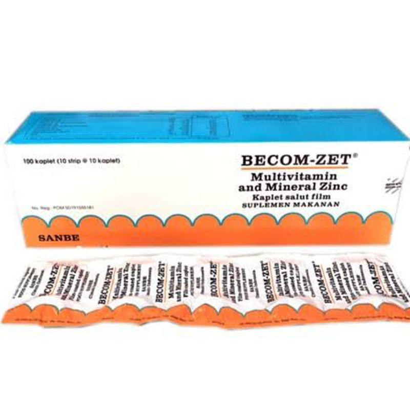 BECOM-ZET 100 KAPLET/box Suplemen Multivitamin Daya Tahan Tubuh/Vitamin B Kompleks/Vitamin C/Vitamin