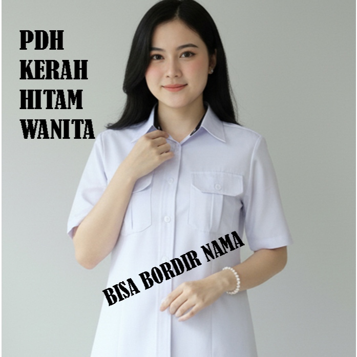 Baju Dinas Putih WANITA Lengan Pendek Seragam PNS Putih Wanita Kemeja Pdh Putih Pns Wanita Kerah Hit
