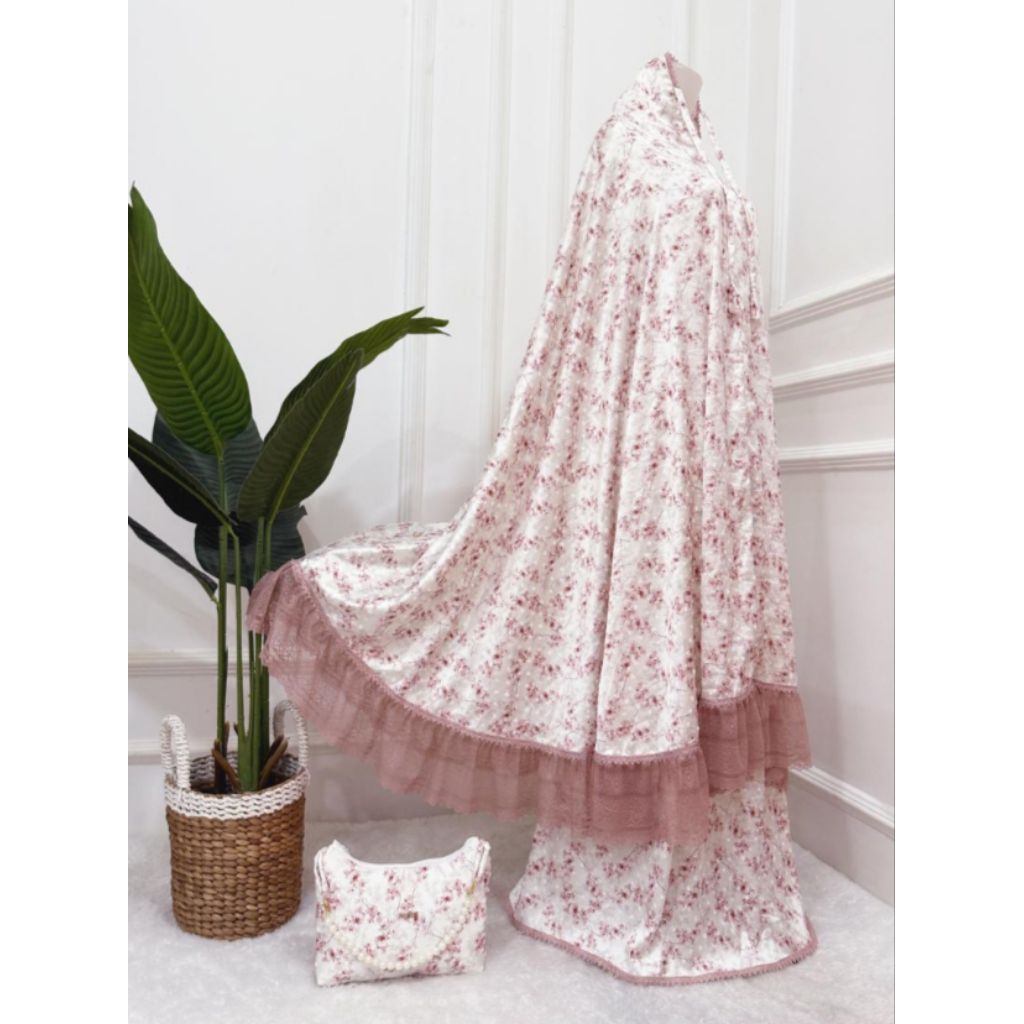 mukena premium Armani uragiri silk 2in1 motif bunga