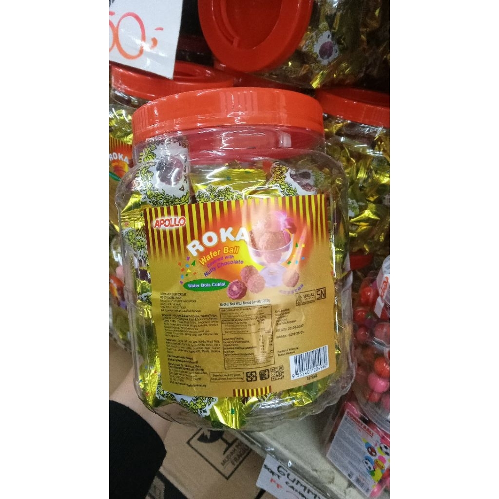 Apollo Roka Wafer Ball Coklat Toples 210gr / Roka Coklat Ball Toples