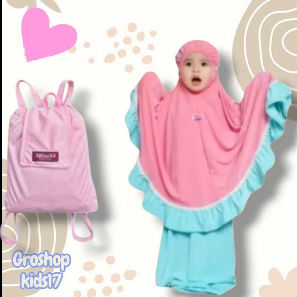 mukena anak 1-10 tahun free tas cantik