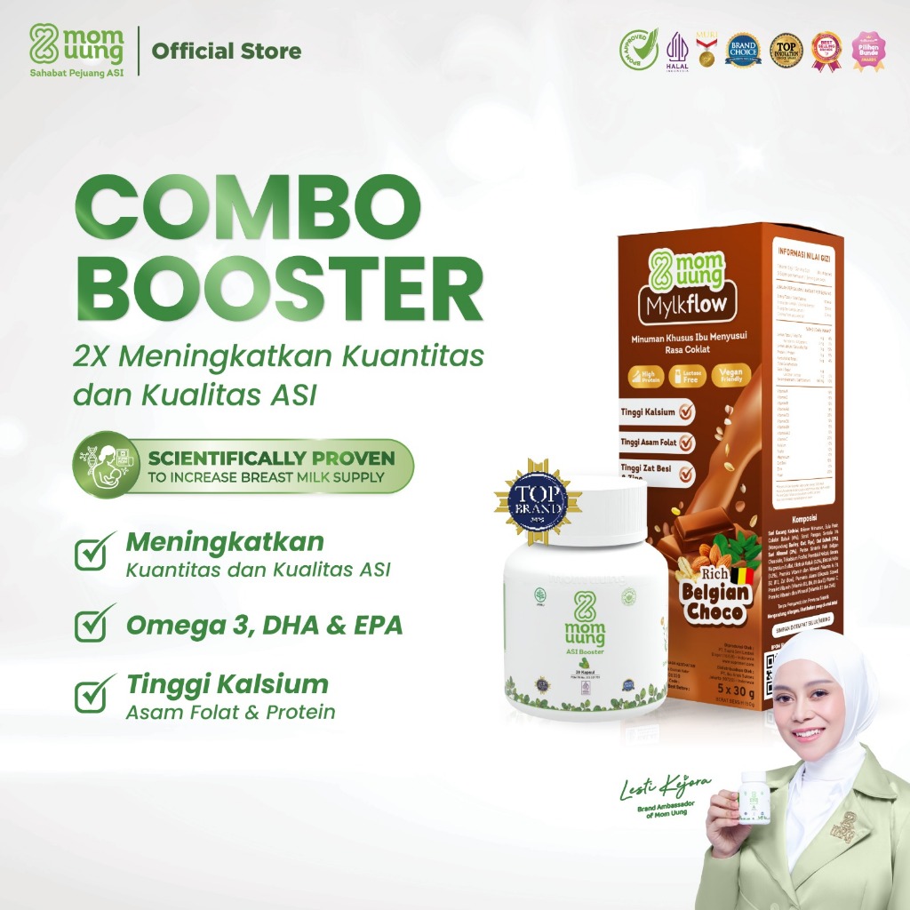 [SPECIAL LIVE] Mom Uung Combo Booster - ASI Booster 60 Kapsul - 30 Kapsul & Susu Mylkflow 5 Sachet -